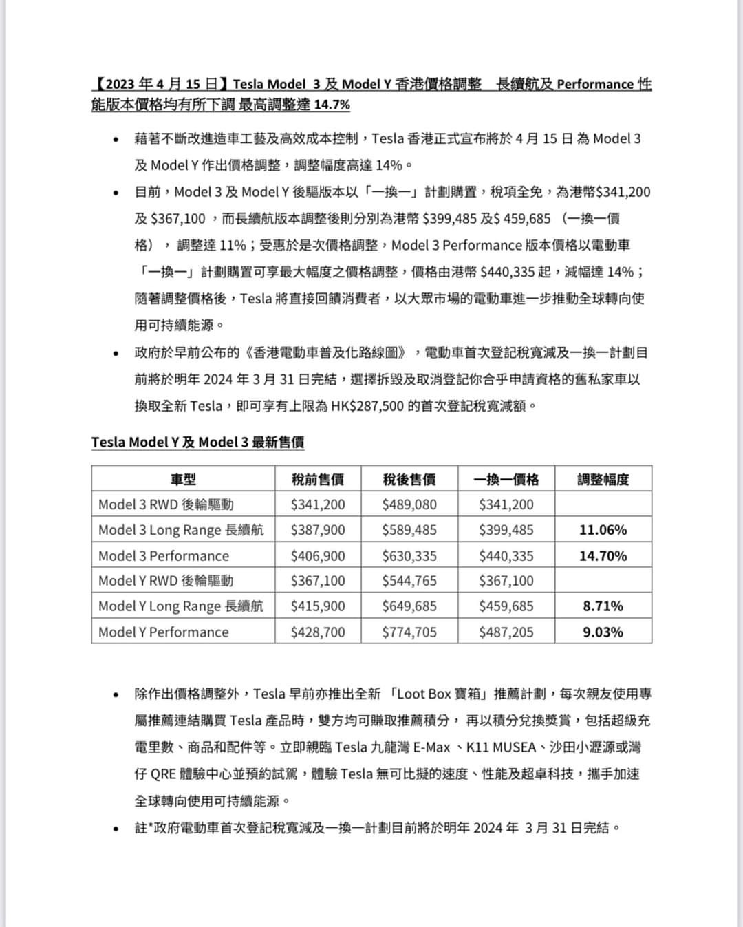終於到香港] Tesla Model 3及Model Y香港價格調整將於4月15日生效，下調幅度高達14% | LIHKG 討論區