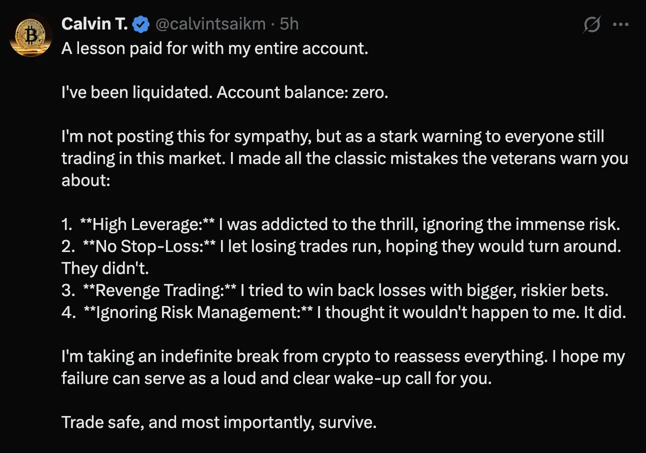 本港知名加密貨幣交易員Calvin T. (蔡嘉民) 宣佈全盤爆倉，暫別Crypto 市場！ | LIHKG 討論區