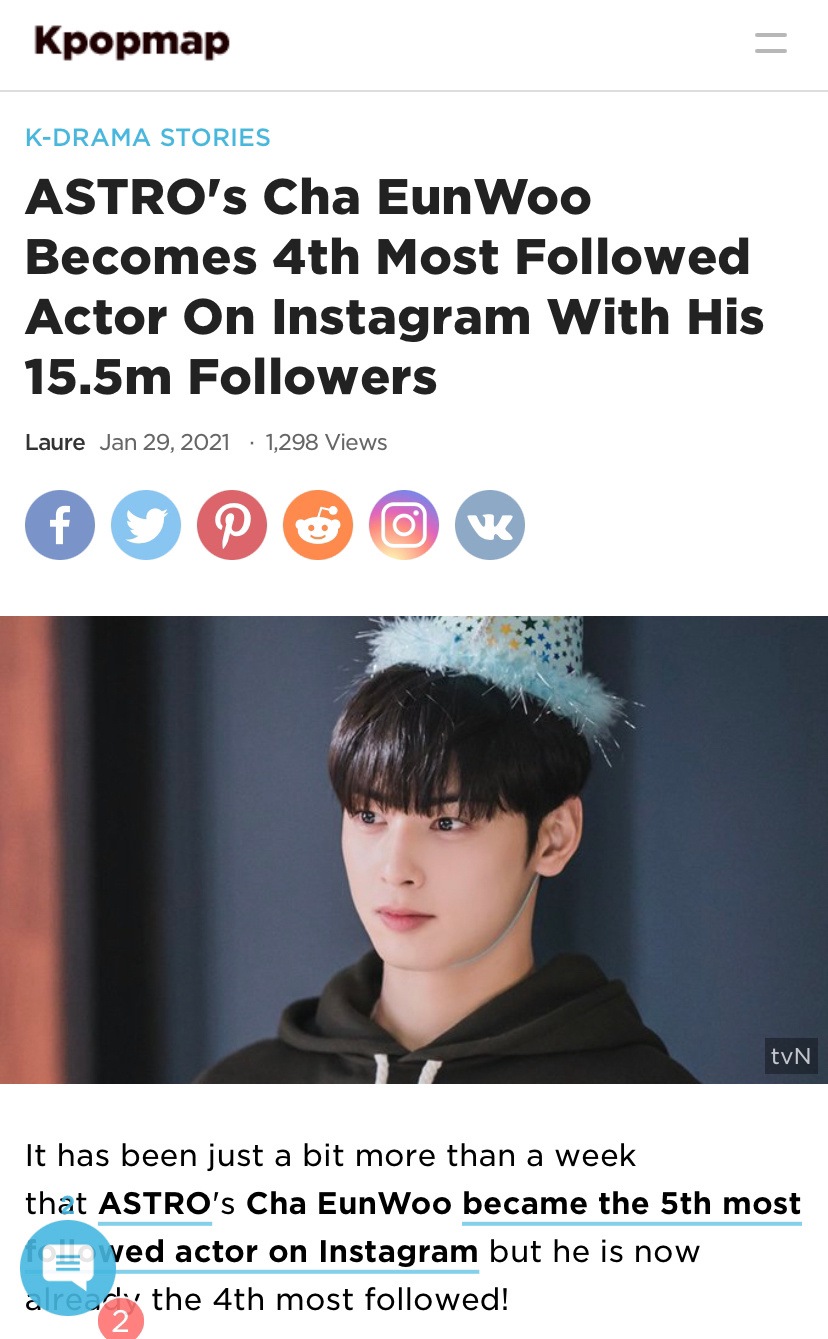 ASTRO's Cha EunWoo Becomes 4th Most Followed Actor On Instagram With His  15.5m Followers - Kpopmap