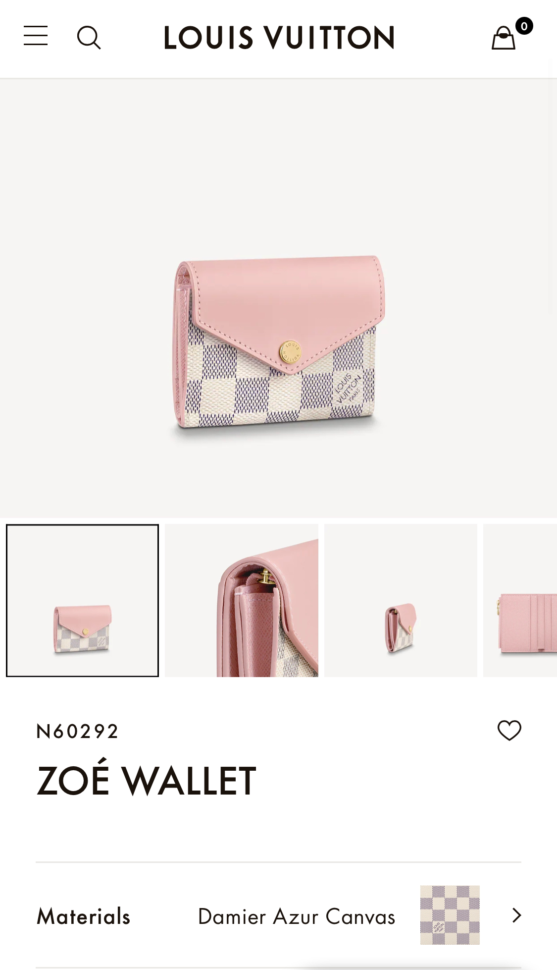 Louis Vuitton N60292 Zoe Wallet , Pink, One Size